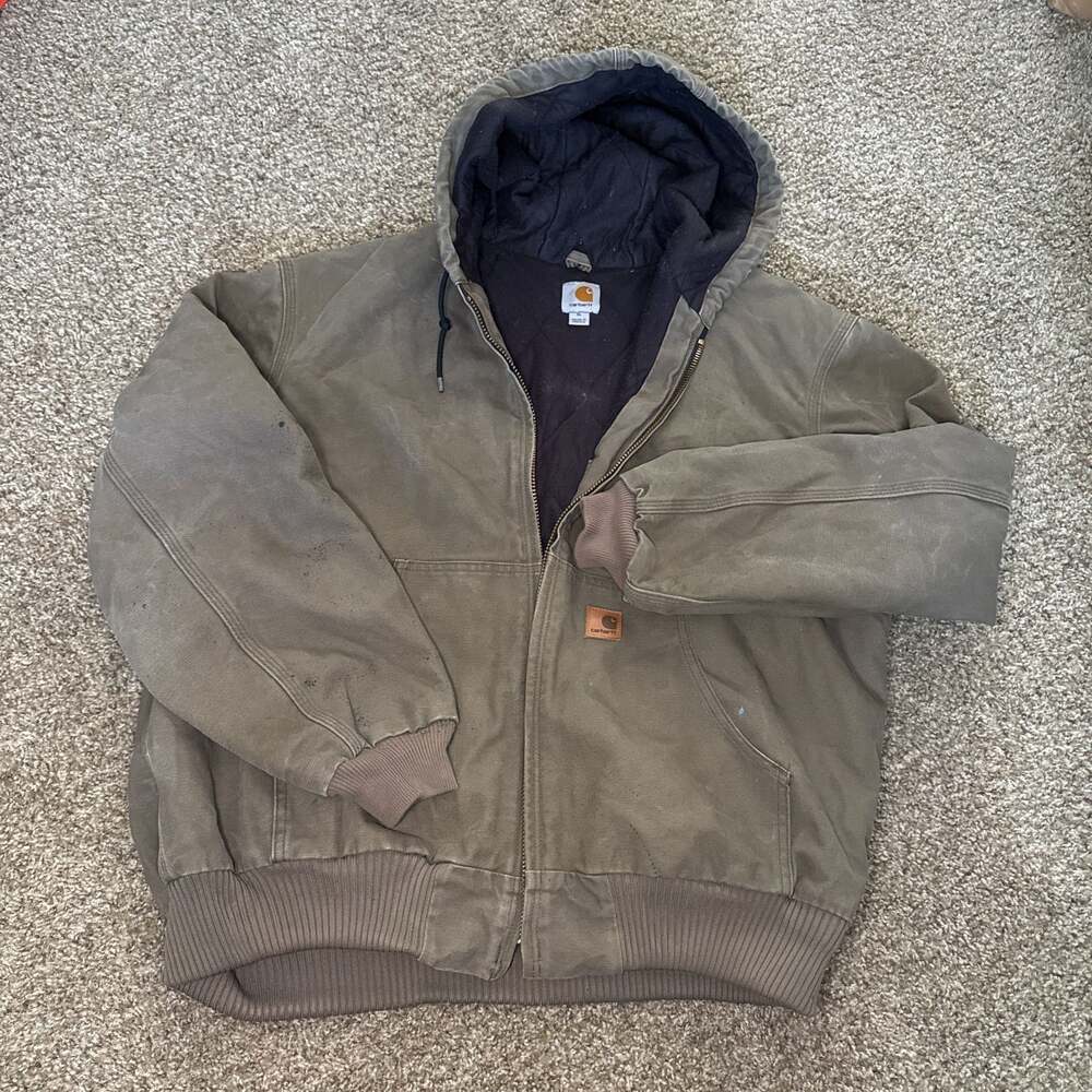 Carhartt Full Zip Hooded Jacket greenish or gray color XL
